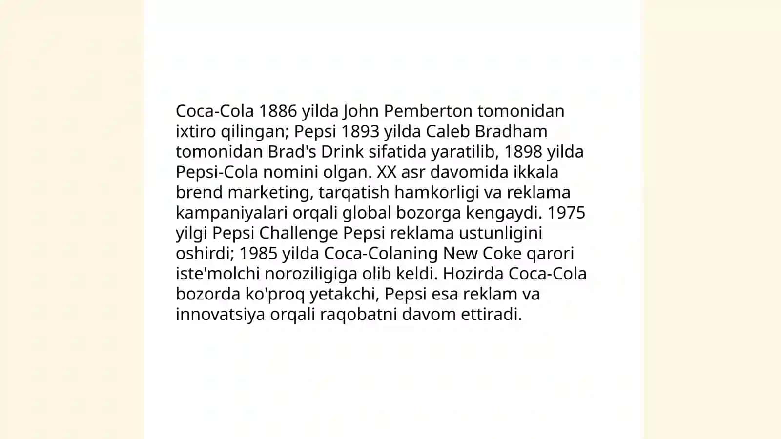 Coca-Cola va Pepsi tarixiy jihatdan raqobati 3