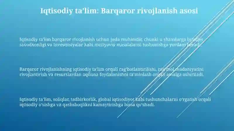 Iqtisodiy, Ekologik va Fuqarolik Ta'limi 3