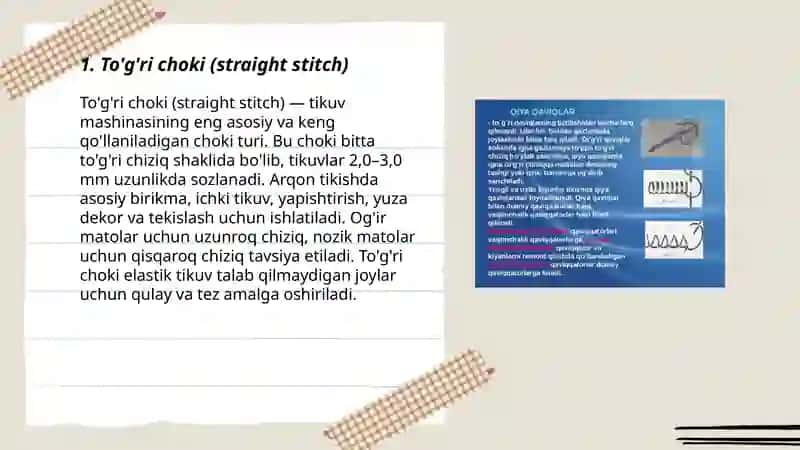 To'g'ri choki (straight stitch) 3