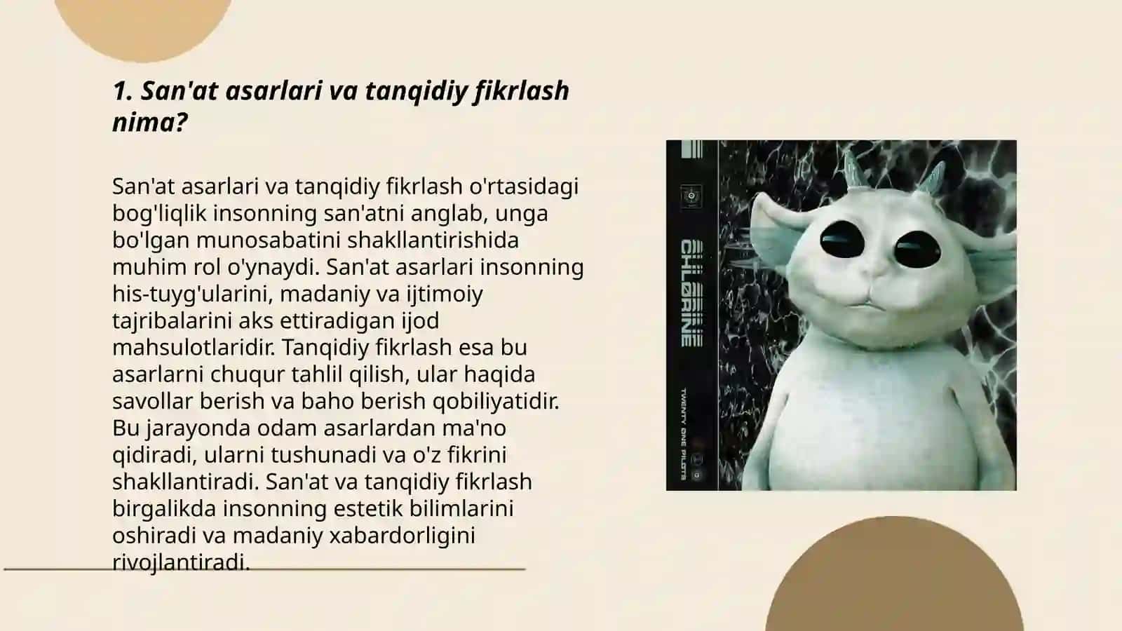 San'at asarlari va tanqidiy fikrlash 3