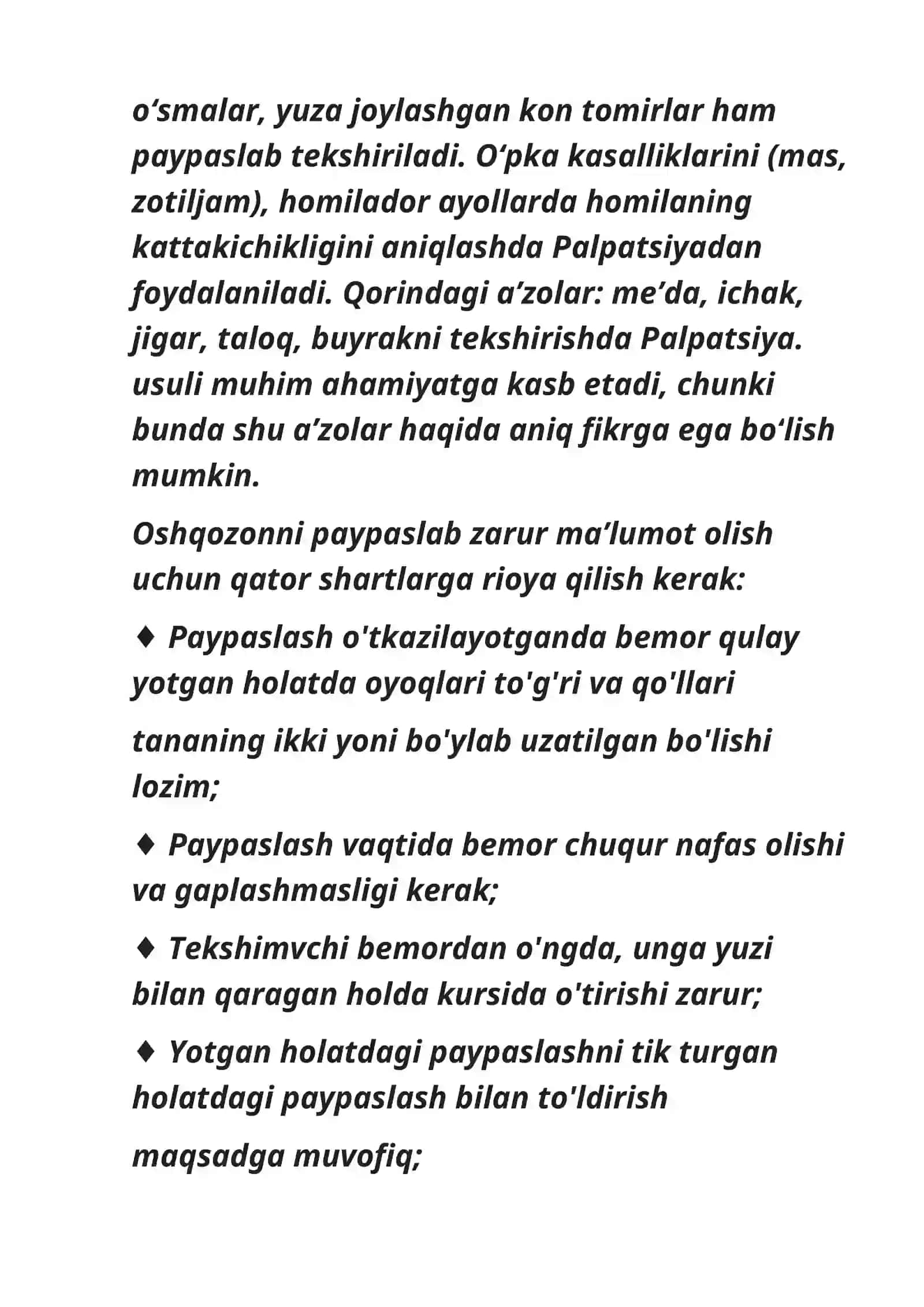 Amaliy ko’nikmalarni topshirish: qorinning yuza palpatsiyasi 3