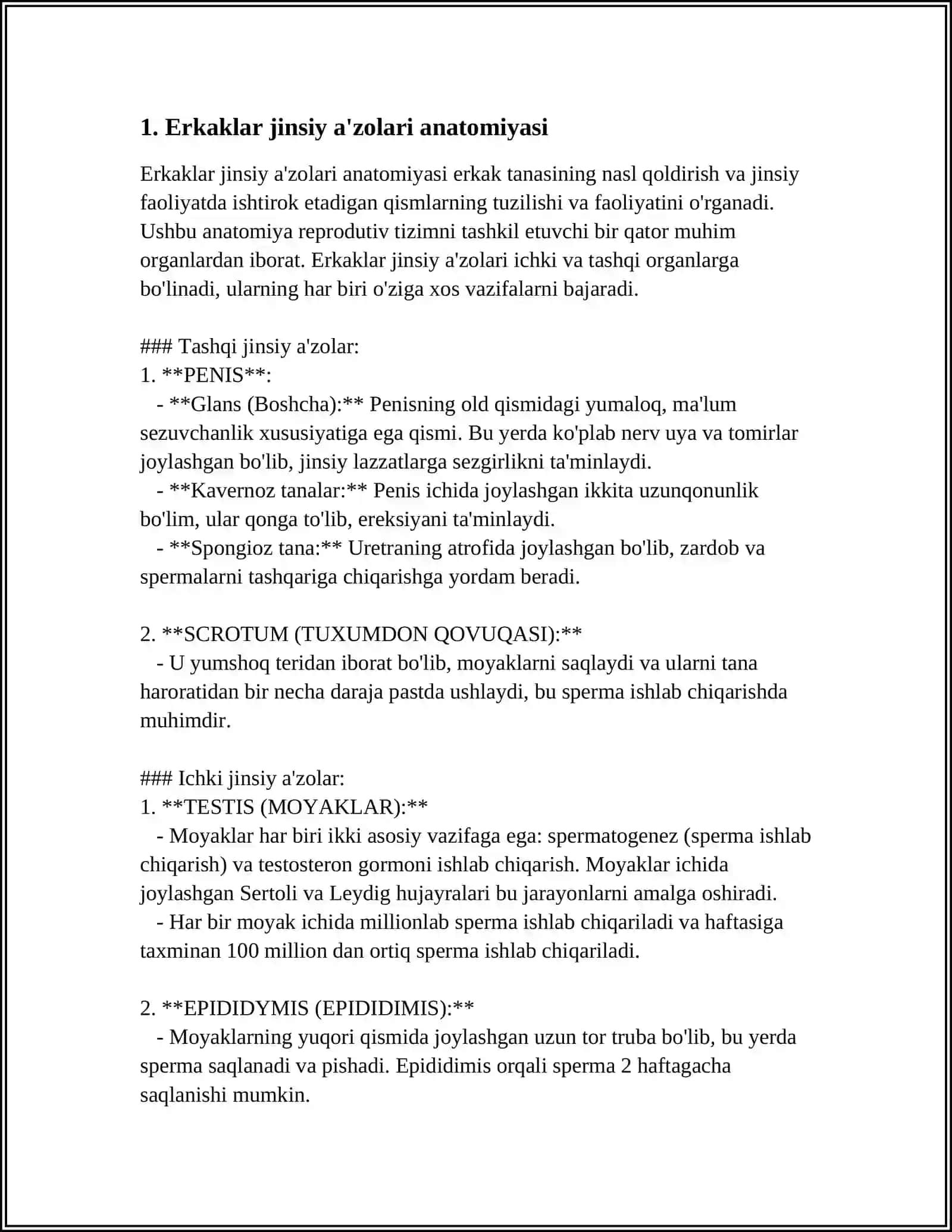 MUSTAQIL ISH Mavzu: ERKAKLAR JINSIY SISTEMASI 3