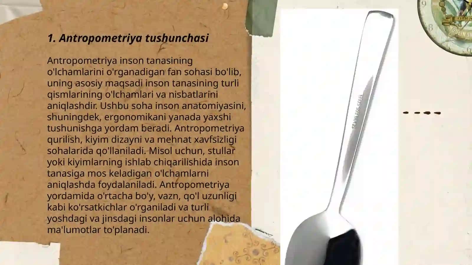Antropometrik standartlar to'g'risida tushunca 3