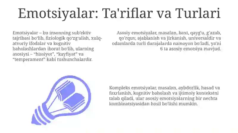 Emotsiyalar: Ta'riflar va Turlari 3