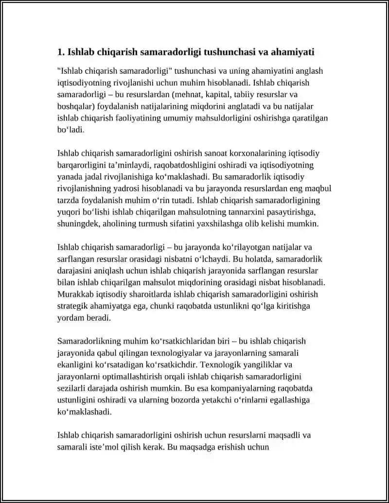 ISHLAB CHIQARISH SAMARADORLIGI VA UNING KORSATGICHLARI 3
