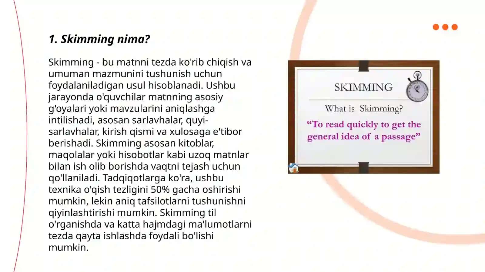 Skimming and scanning 3