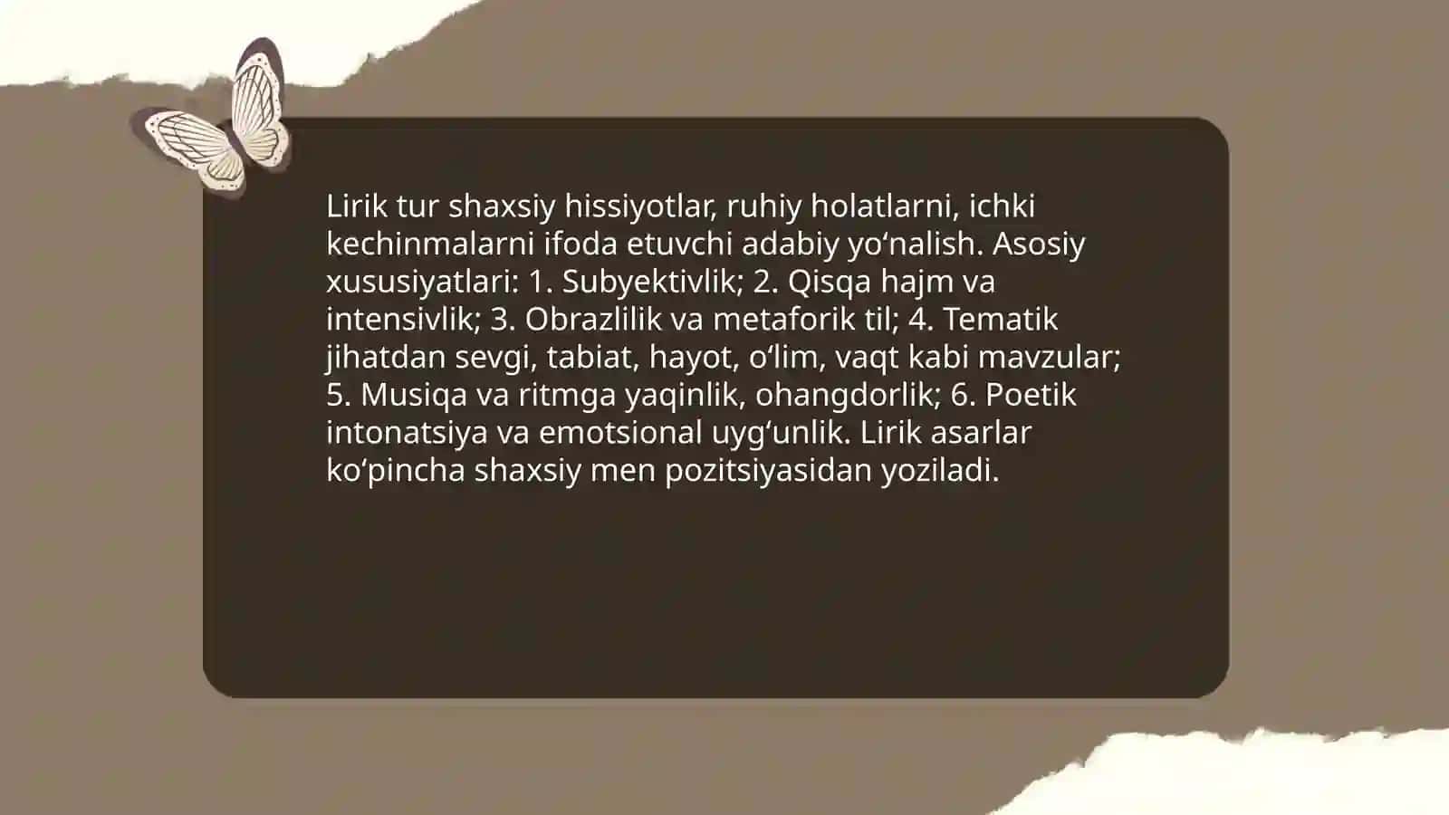 Lirik tur va uning janrlari 3