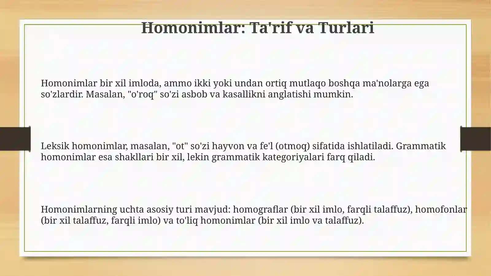 Homonimlar va Sinonimlar 3