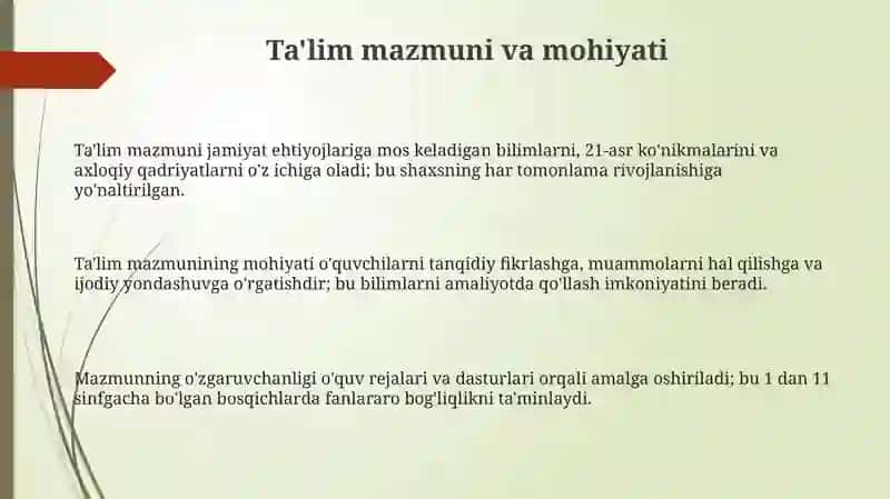 Ta'lim mazmuni va ta'lim jarayoni 3