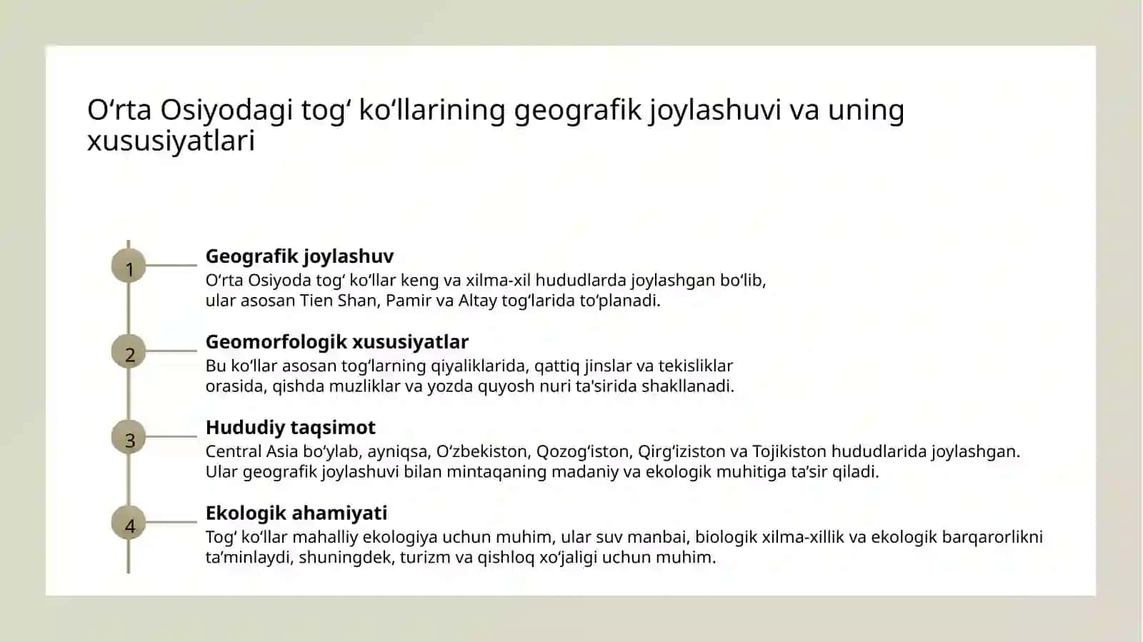 Oʻrta Osiyo togʻ koʻllarining balandlik boʻyicha oʻzgarishini oʻrganish 3