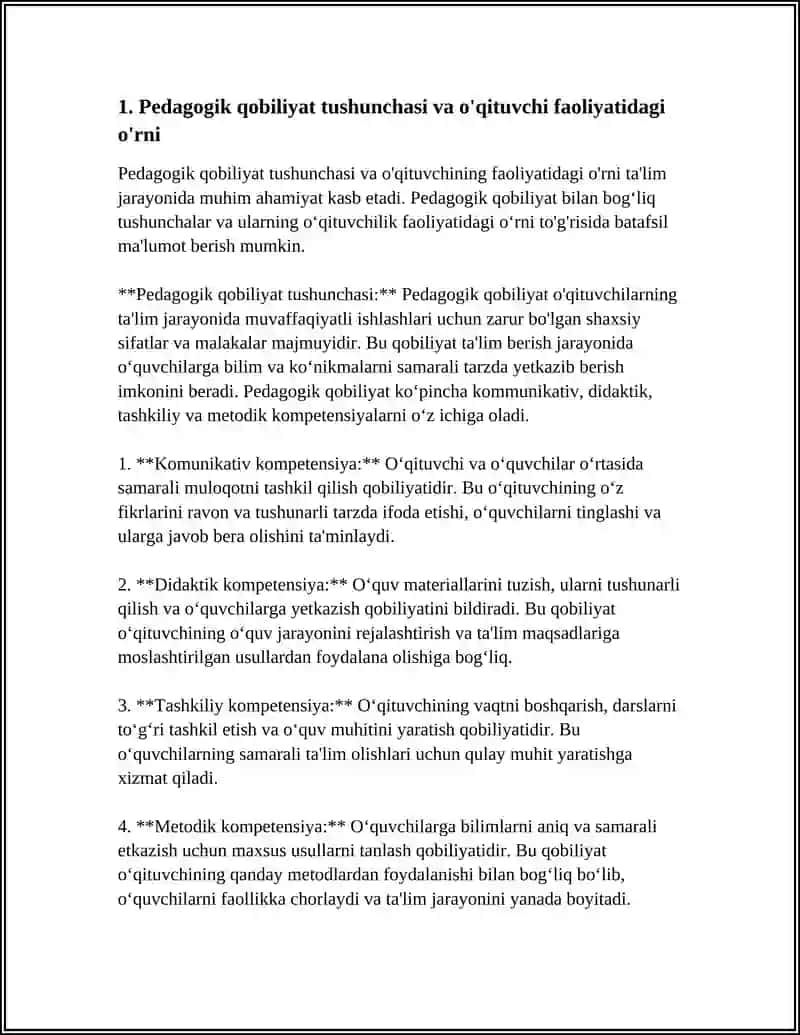 O'QITUVCHI FAOLIYATIDA PEDAGOGIK QOBILIYAT VA UNING TURLARI 3