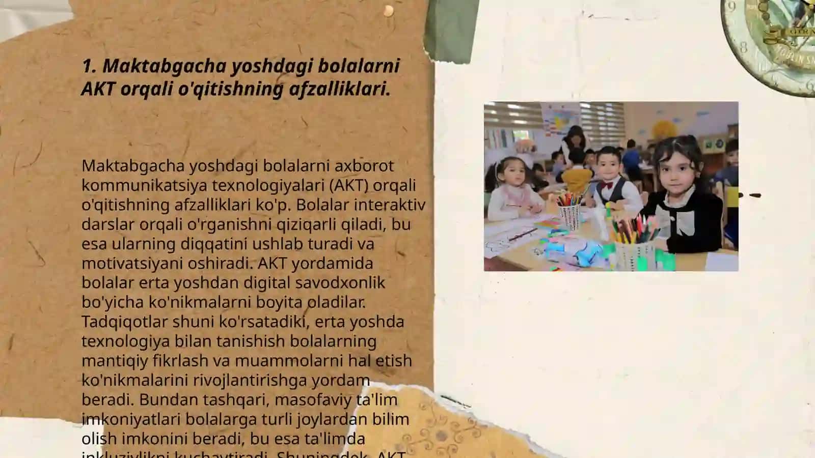 Maktabgacha yoshdagi bolalarni o’qitishda AKTdan foydalanish. Chet tillarini o’qitishning yangi yo’nalishlari 3