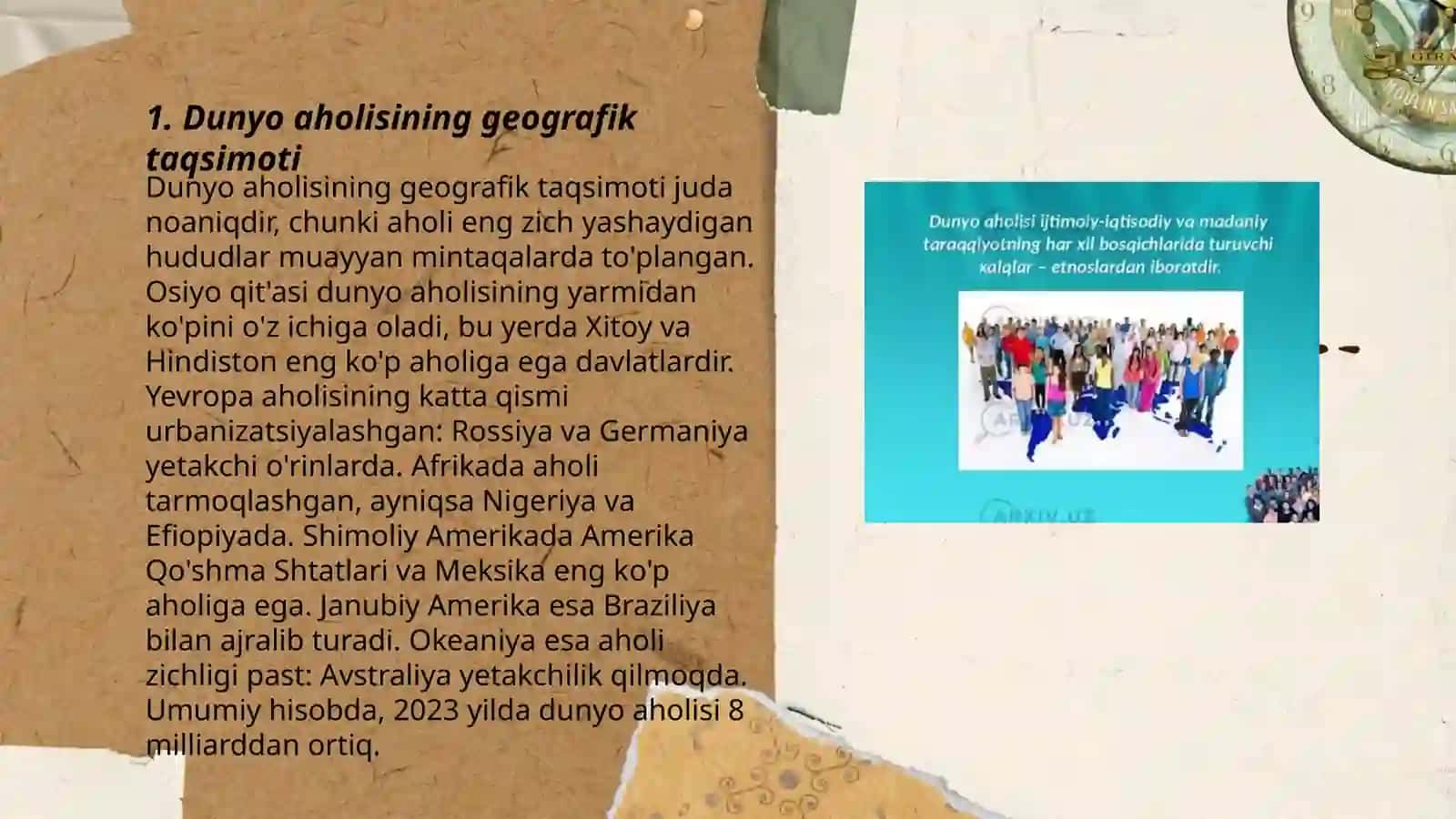 Dunyo aholisining hududiy joylashuvi 3