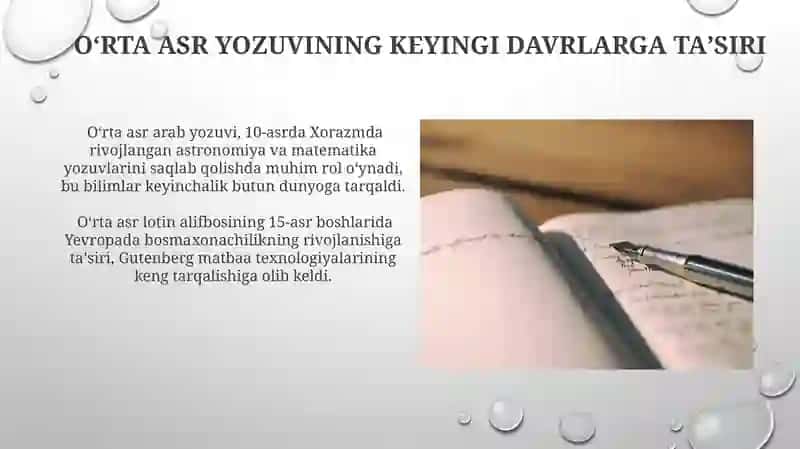 O'rta asrlar yozuvlar tarixi 3