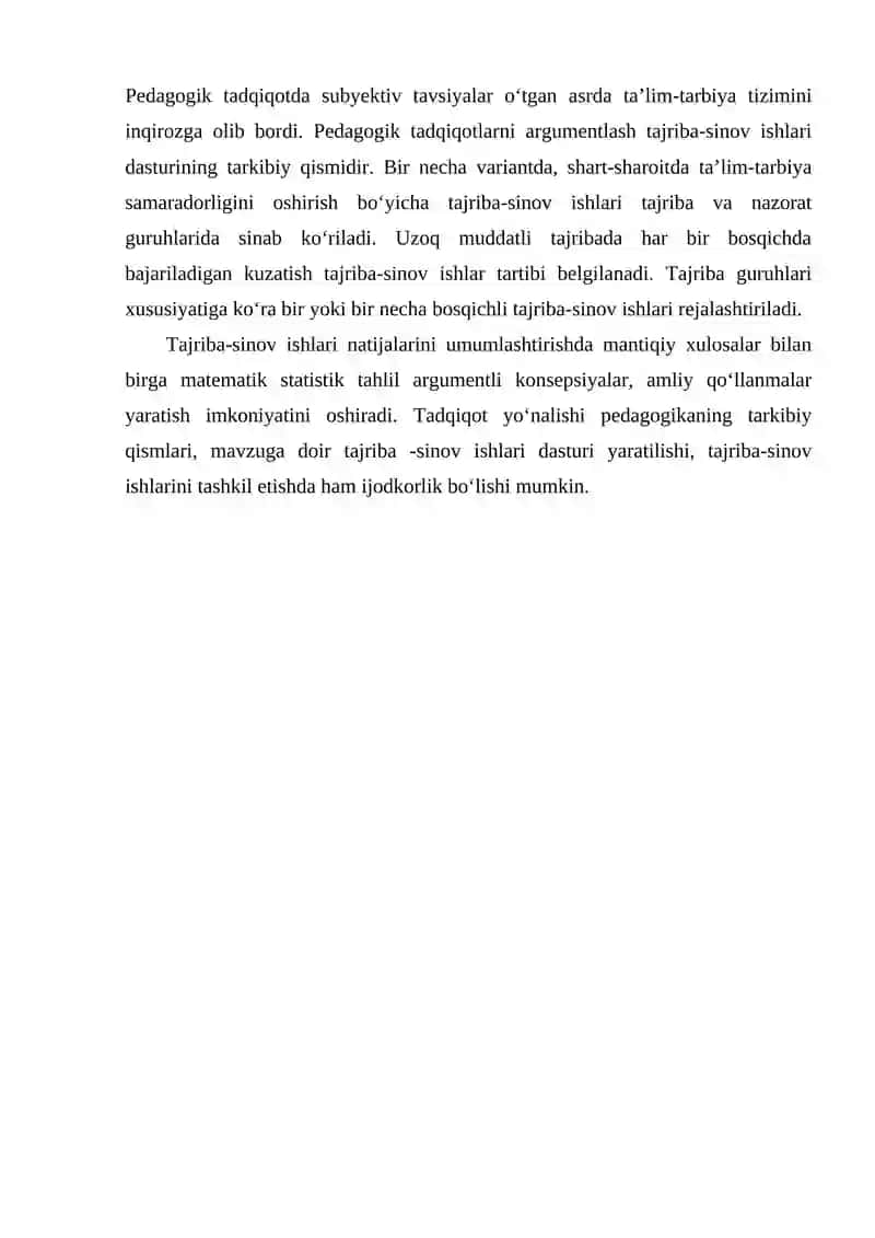Pedagogik tajribalarni tashkil etish metodikasi 3