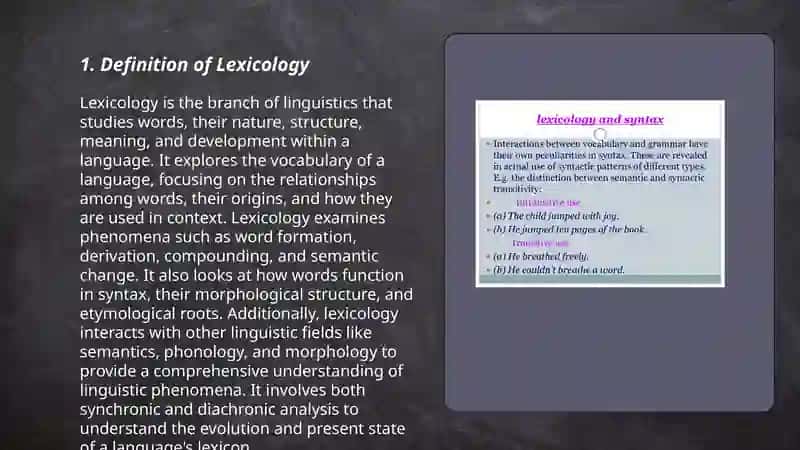 The subject of lexicology 3