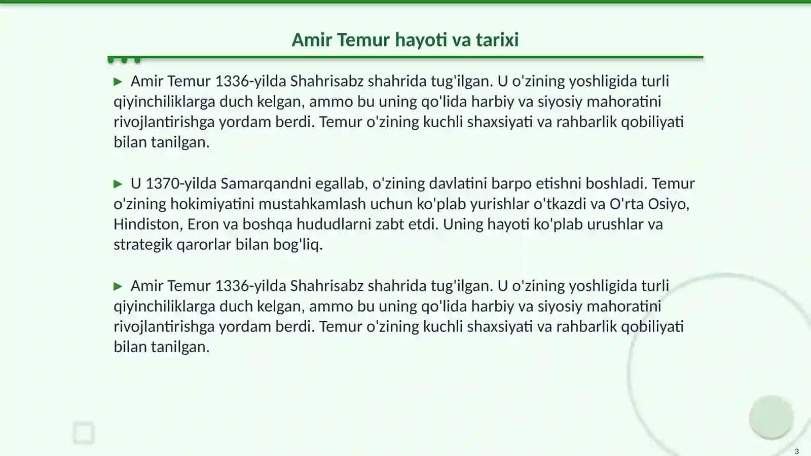 Amir Temur hokimyatga kelishi va yurishlari 3