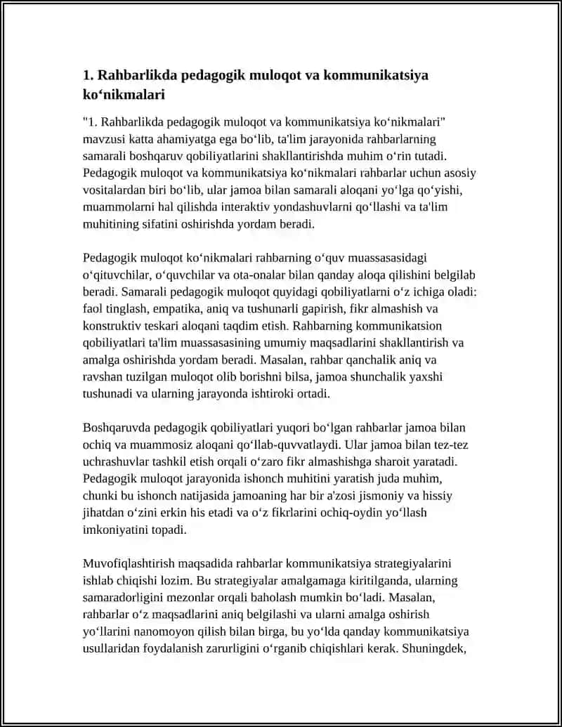 Rahbarlikda pedagogik muloqot va kommunikatsiya ko‘nikmalari 3