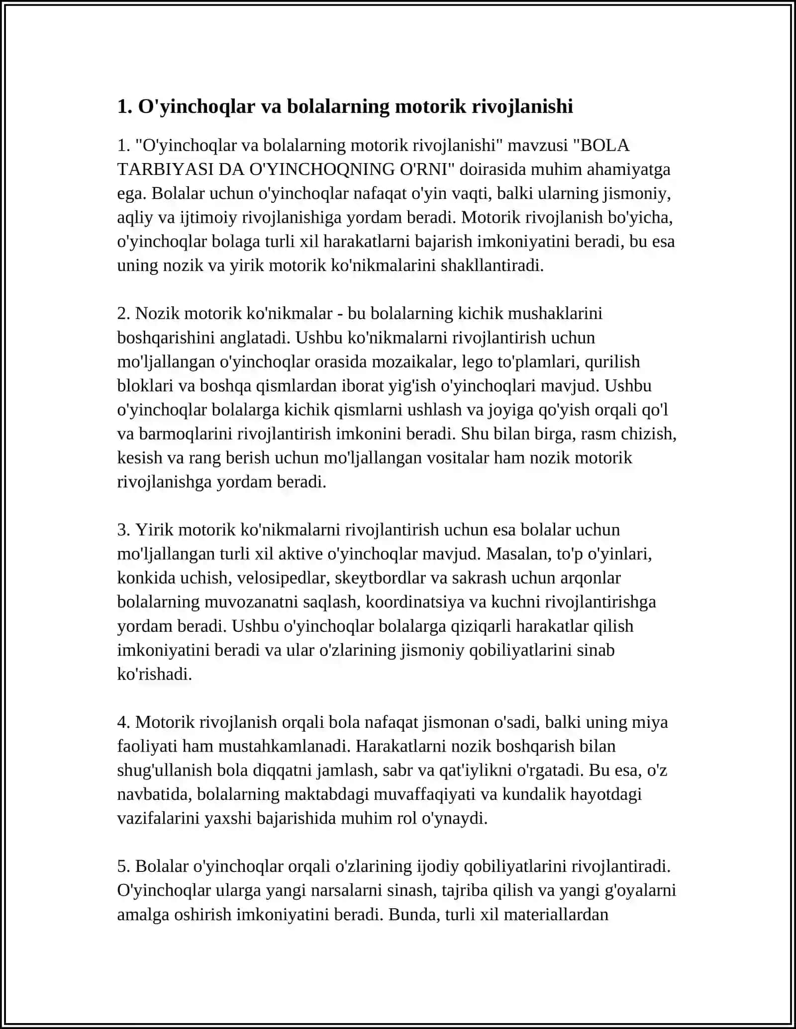 BOLA TARBIYASI DA O'YINCHOQNING O'RNI 3