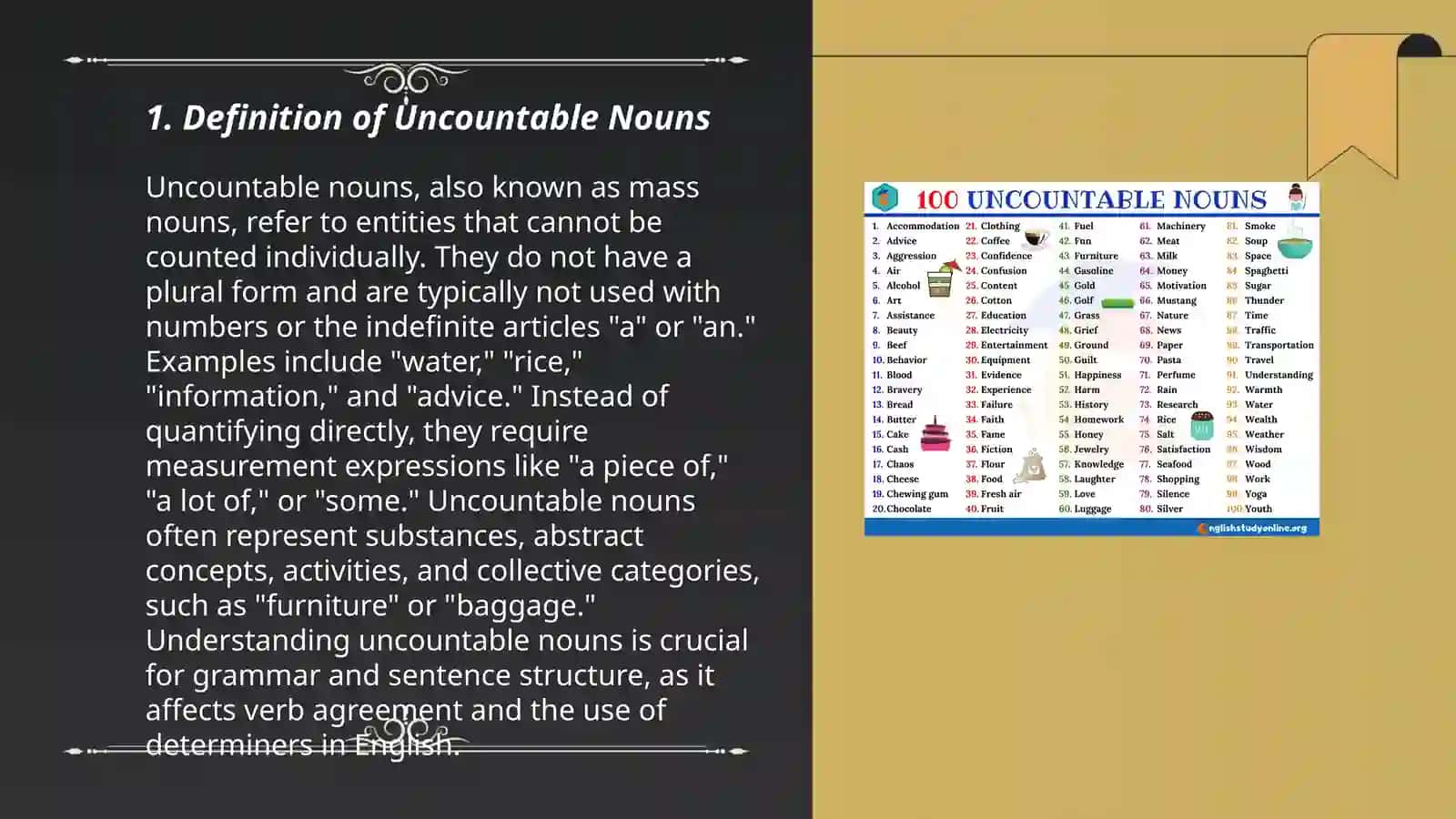 Definition of Uncountable Nouns 3