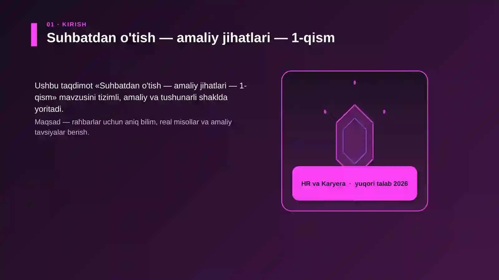 Suhbatdan o'tish — amaliy jihatlari — 1-qism 3