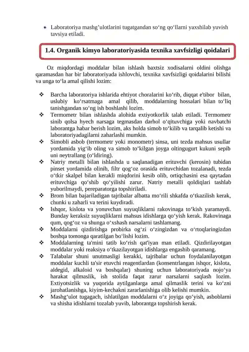ORGANIK KIMYО LABARATORIYАSIDA ISHLASH QOIDALARI. ASBOB VA USKUNALAR 3