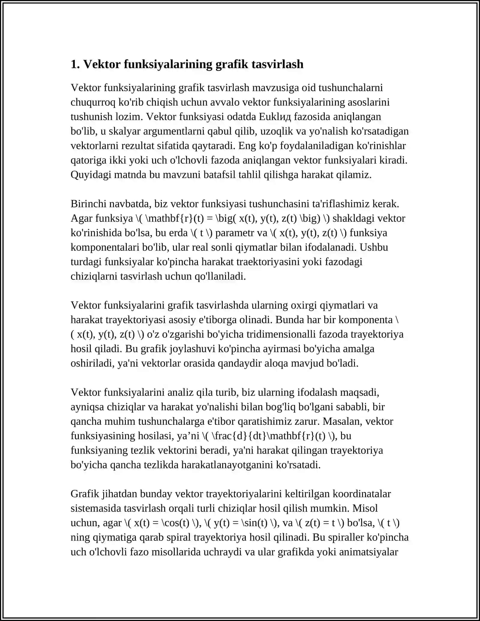 VEKTOR FUNKSIYALARINING KOMPYUTER GRAFIKASIDAGI TATBIQI 3