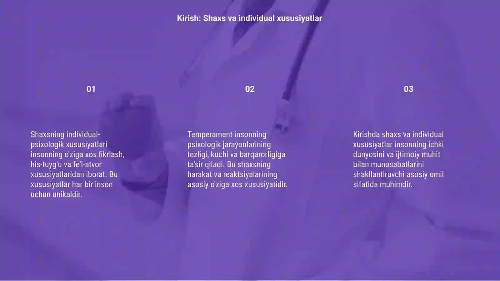 Shaxsning individual-psixologik xususiyatlari. Temperament 3