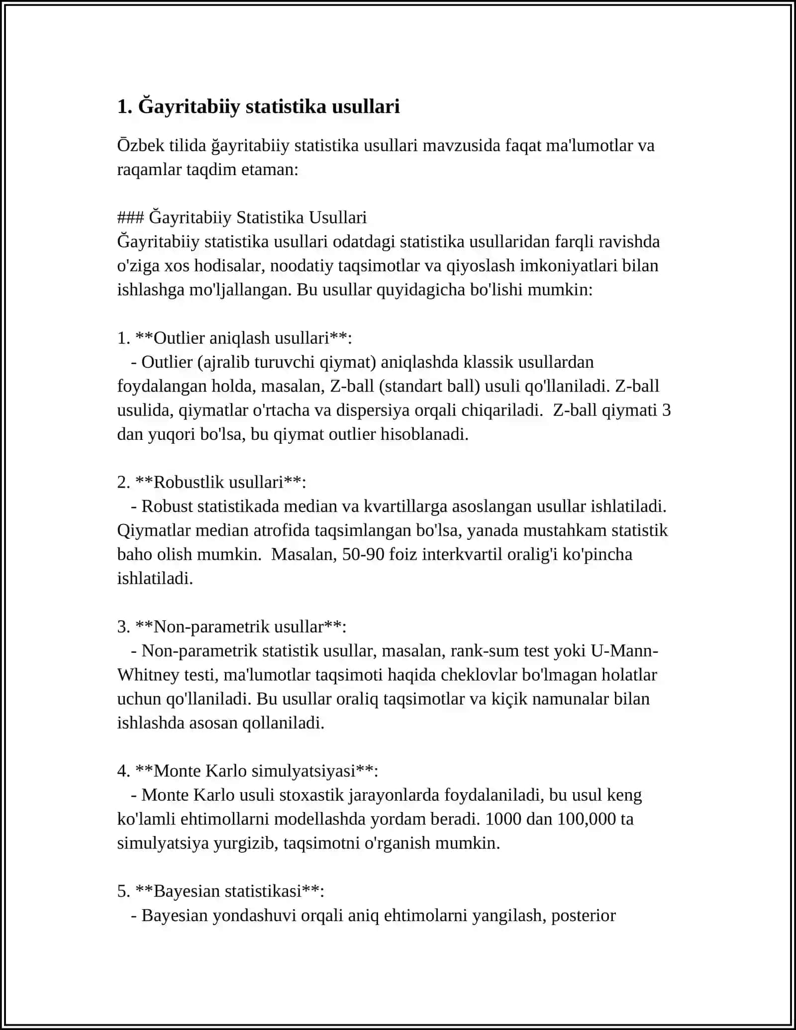 Ğayritabiiy statistika ma'lumotlar 3