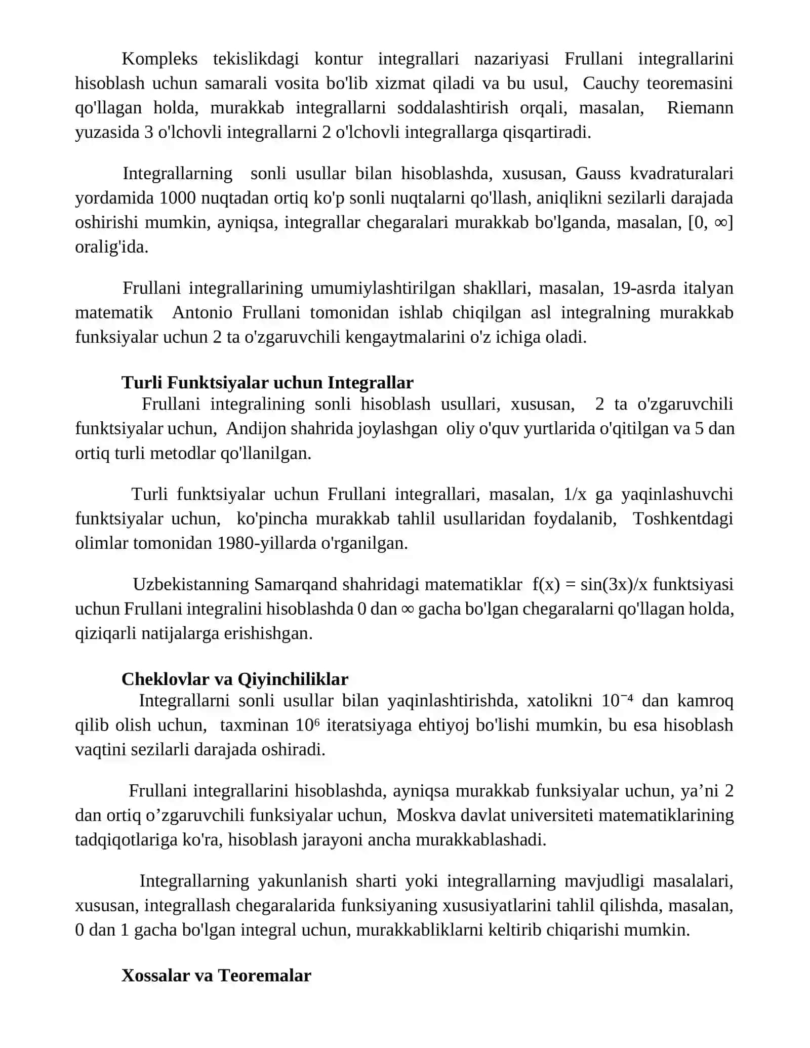 Frullani integrali va uni hisoblash 3