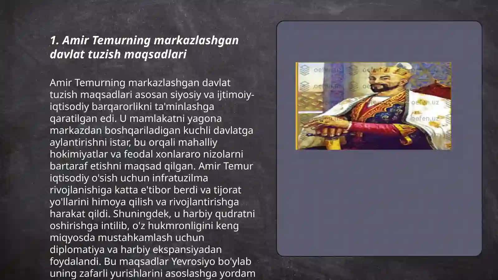Amir Temur markazlashgan davlatni yaratish 3