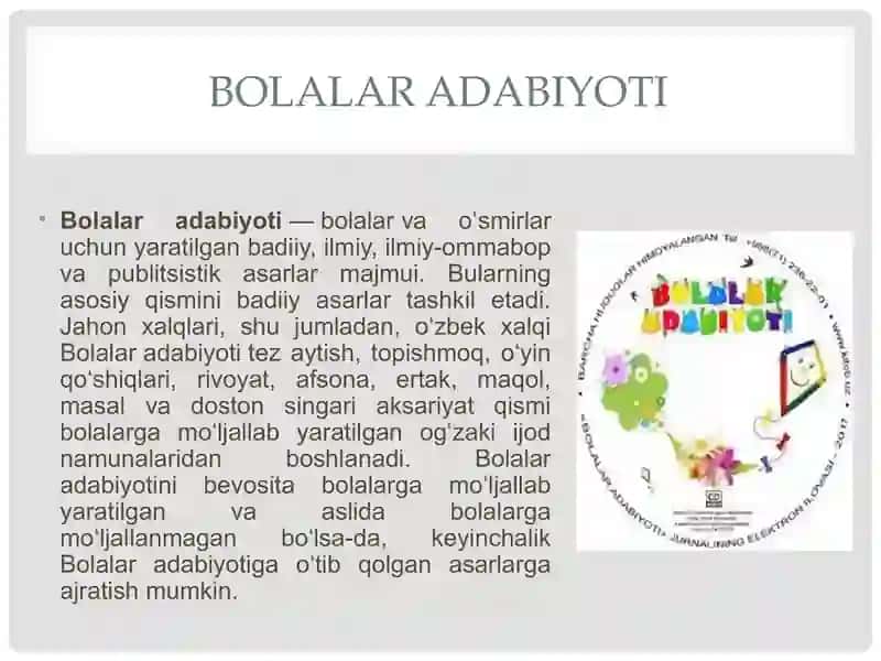 Mavzu : Oʻzbek bolalar kitobxonligi 3