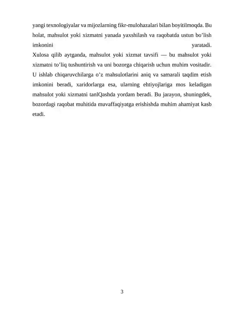 Mahsulot yoki xizmat tavsifi 3