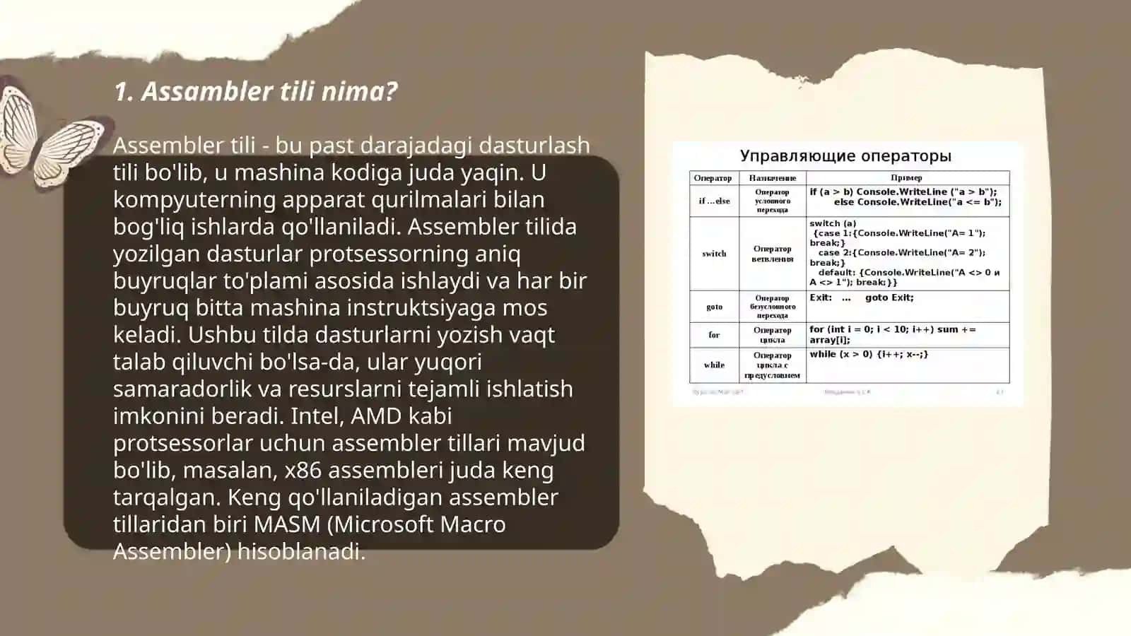Assambler tili operatorlari va ularni qoʼllash 3
