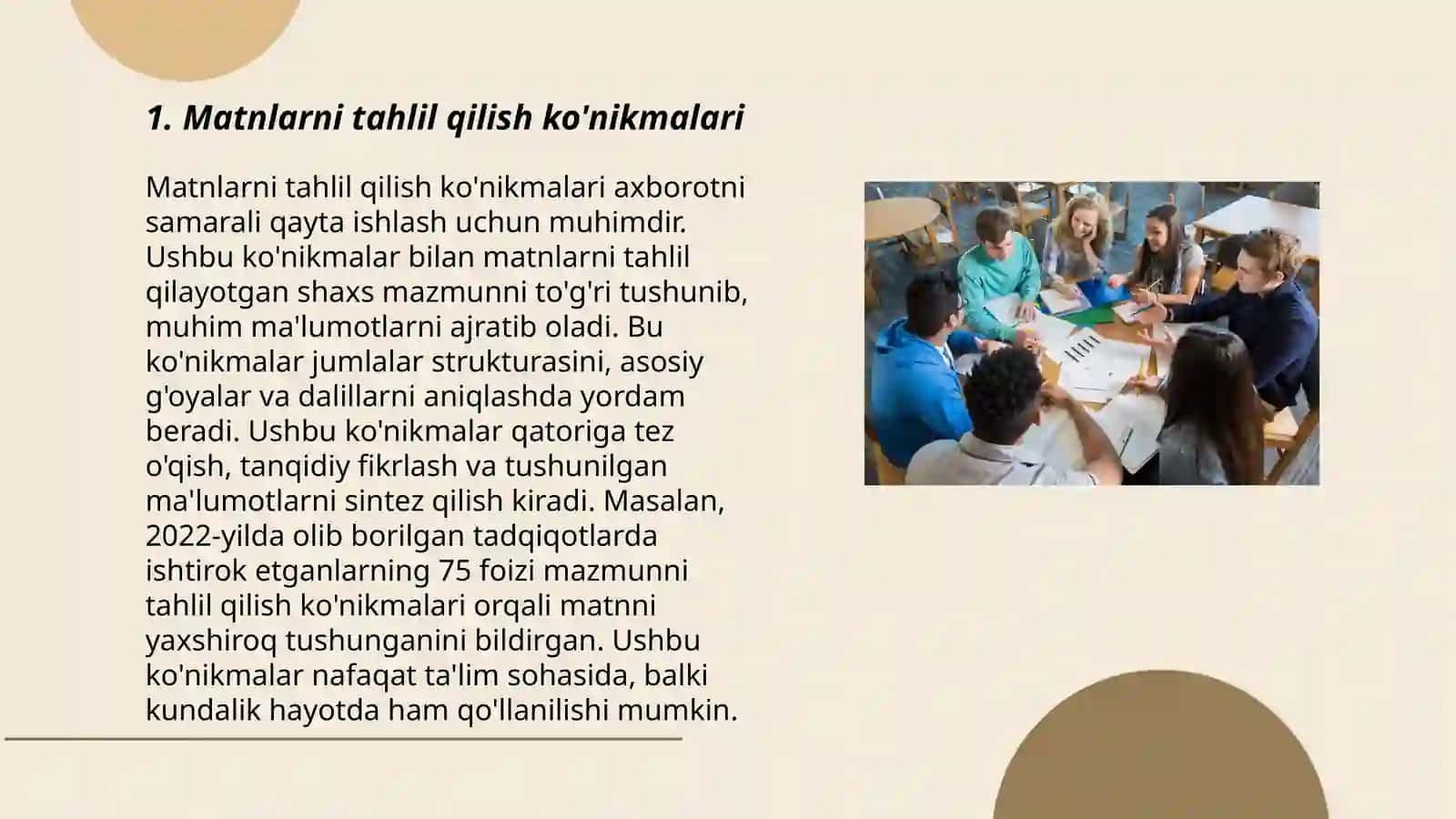Matnlarni tahlil qilish ko'nikmalari 3