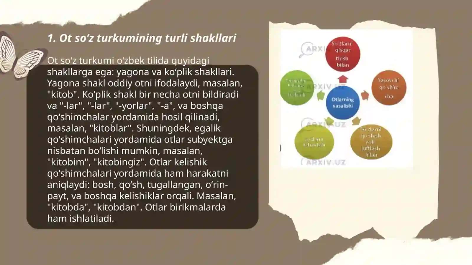 Ot soʻz turkumining turli shakllari 3