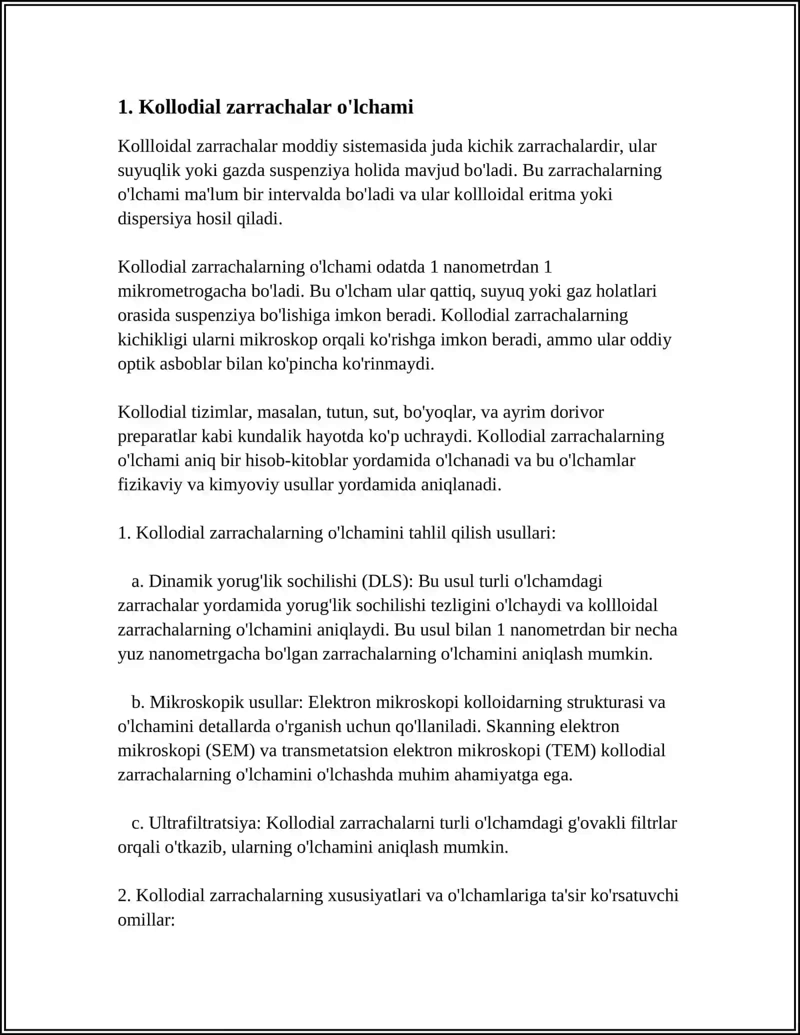 Kolloidlar olinishi va xossalari 3