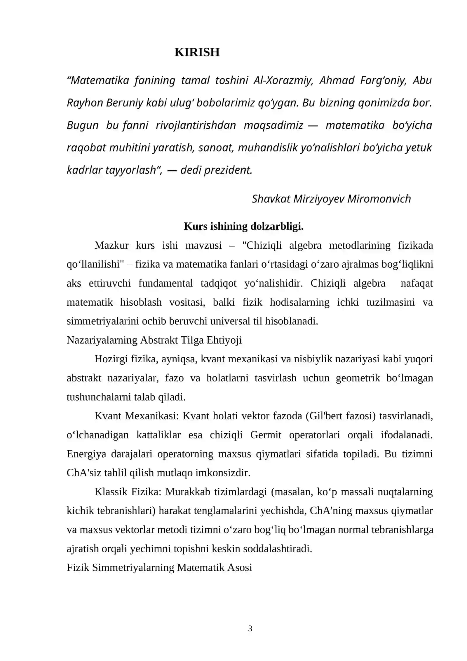 Matematika va uni o’qitish metodikasi 3