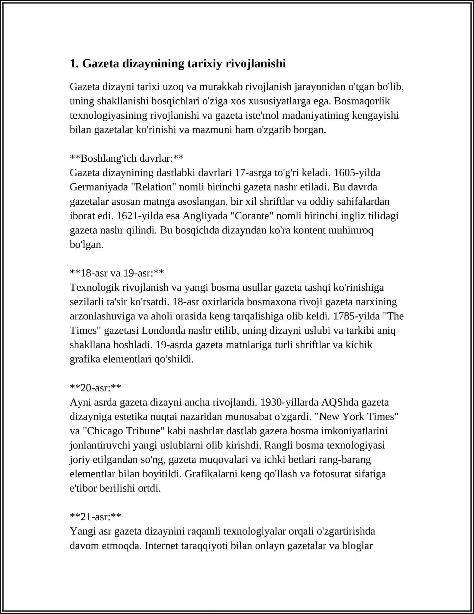 GAZETA BOʻLIMINI LOYIHALASH 3