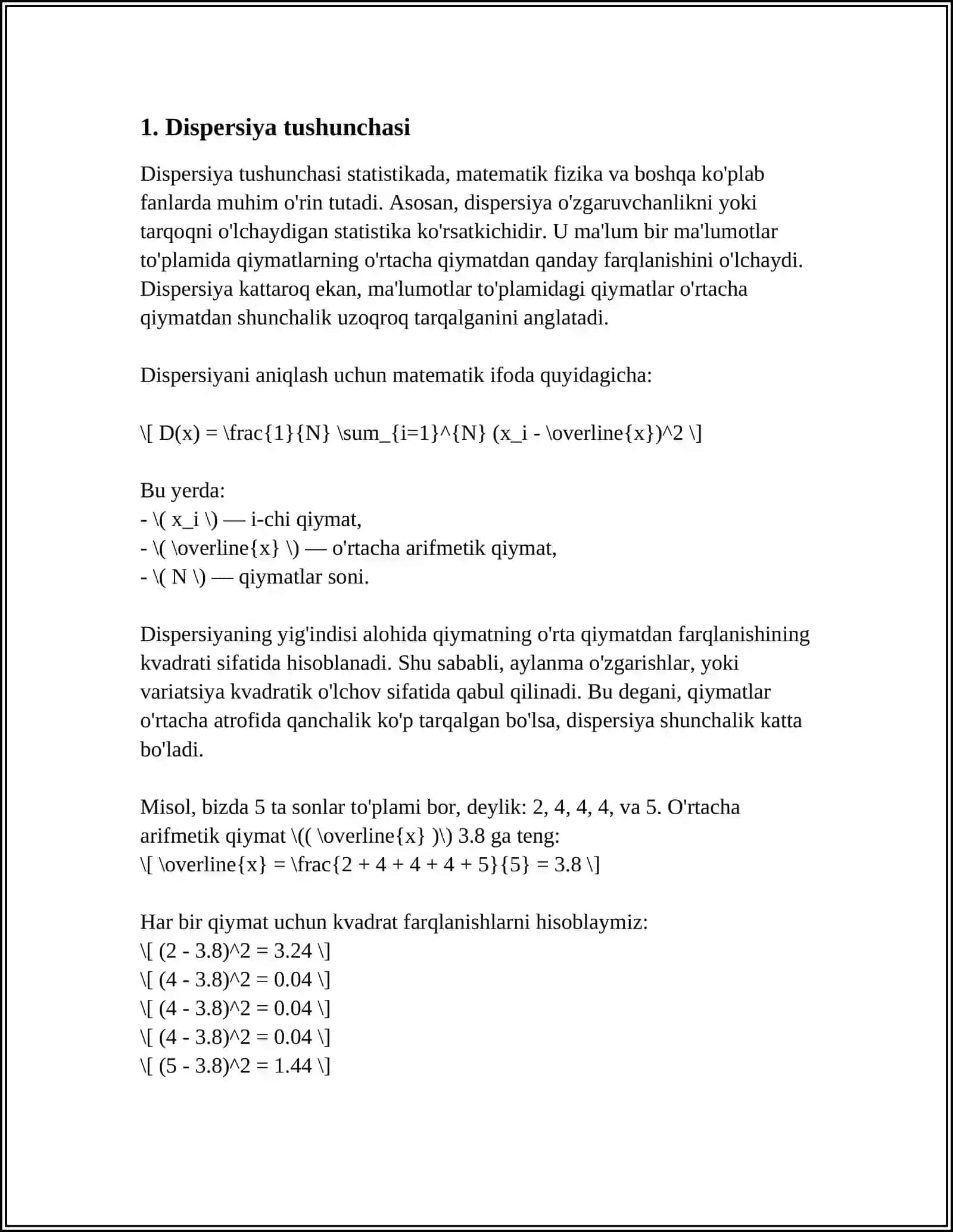 DISPERSIYA VA UNING XOSSALARI 3