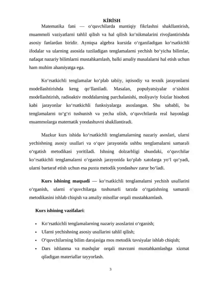 Ko’rsatkichli tenglamalar yechish metodikasi 3