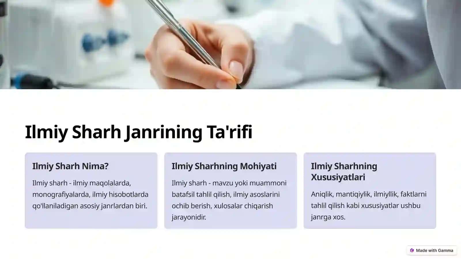 Ilmiy Uslub Janrlari: Ilmiy Sharh 3