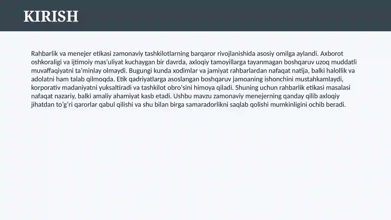 ZAMONAVIY BOSHQARUVDA RAXBARLIK-MENEJER ETIKASI 3