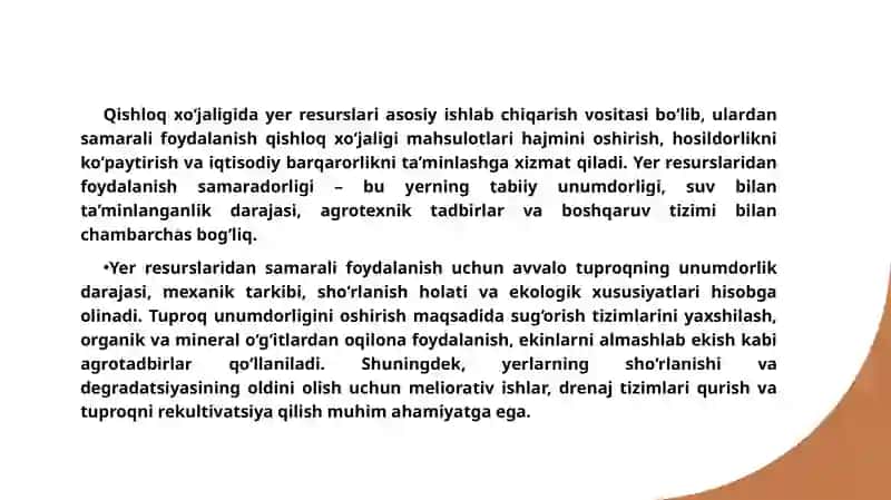 Qishloq xoʻjaligida yer resurslari 3