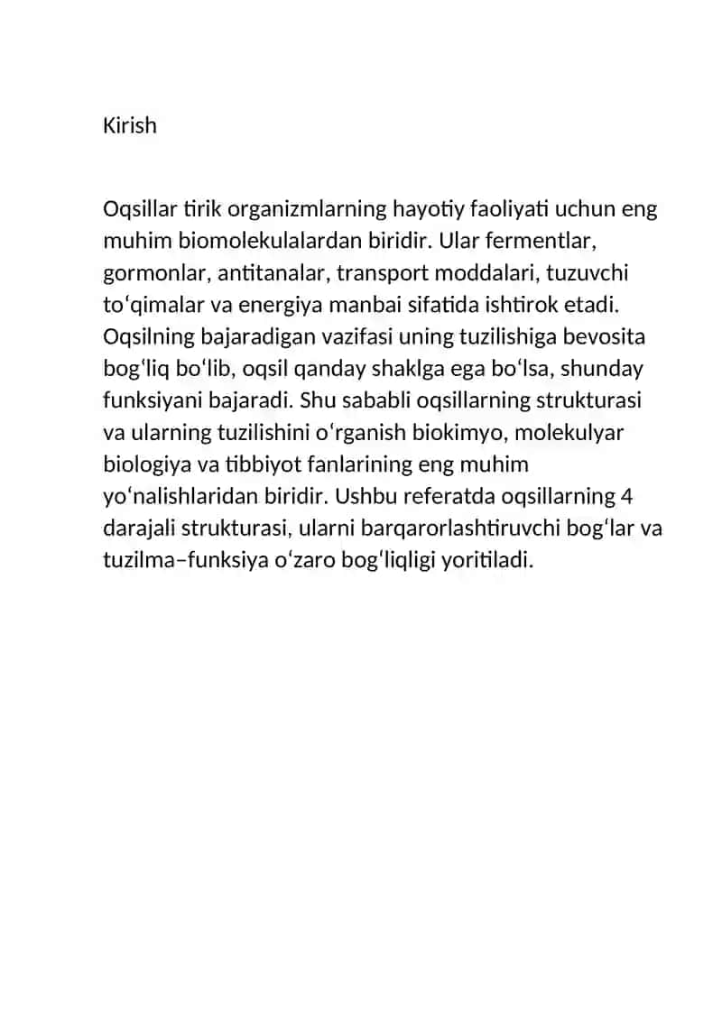 Oqsillarning strukturasi va ularning tuzilishi 3