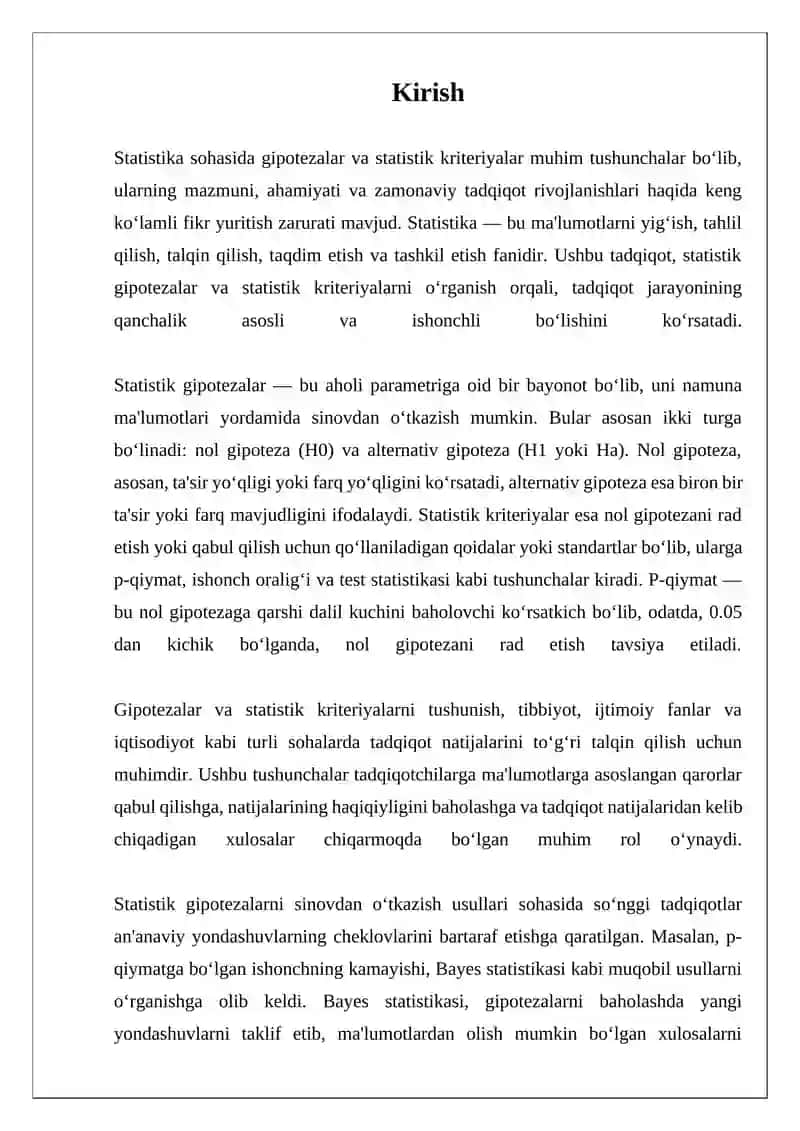 Statistik gipotezalar statistik kriteriya 3