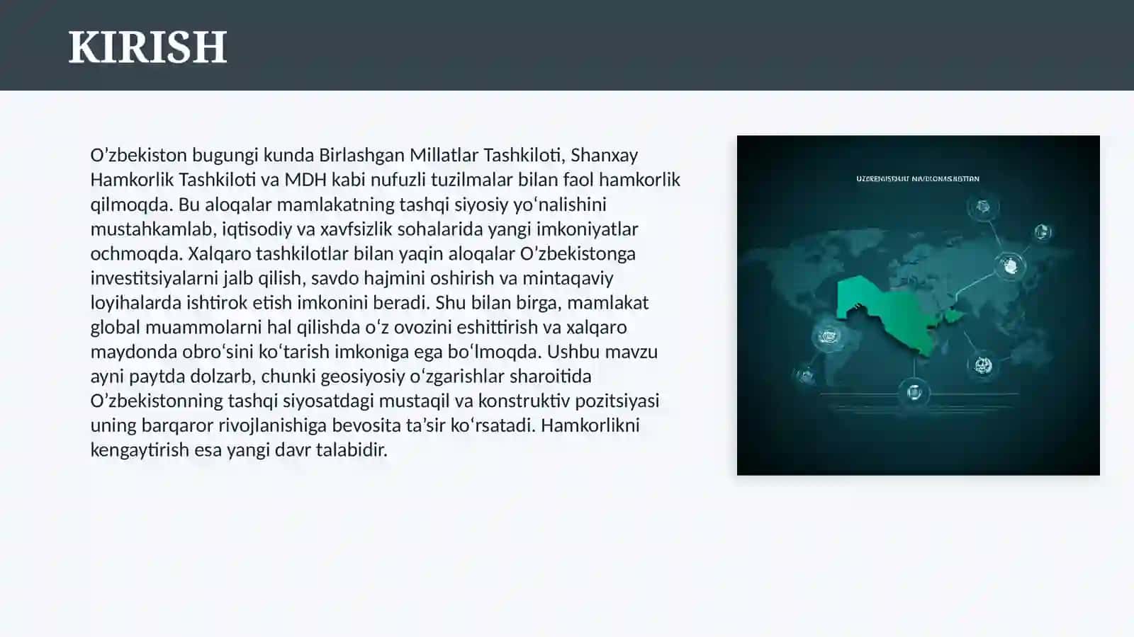 O’ZBEKISTONNING XALQARO TASHKILOTLAR BILAN ALOQALARI 3