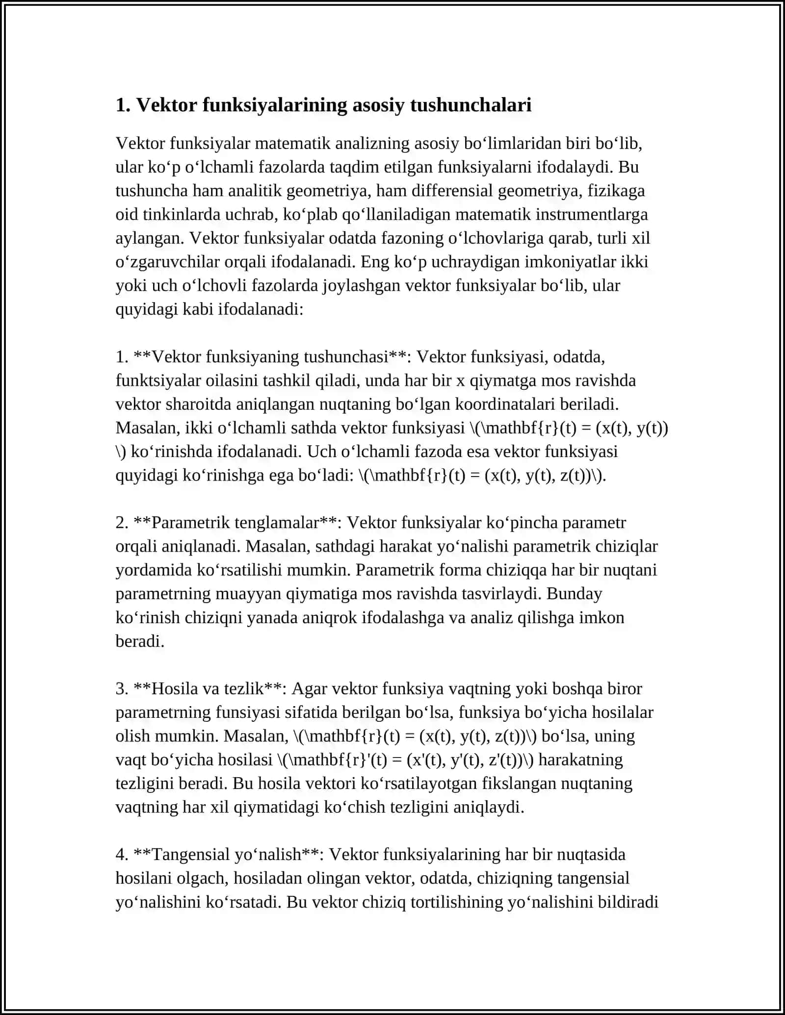 VEKTOR FUNKSIYALAR VA ULAR USTIDA AMMALLAR 3