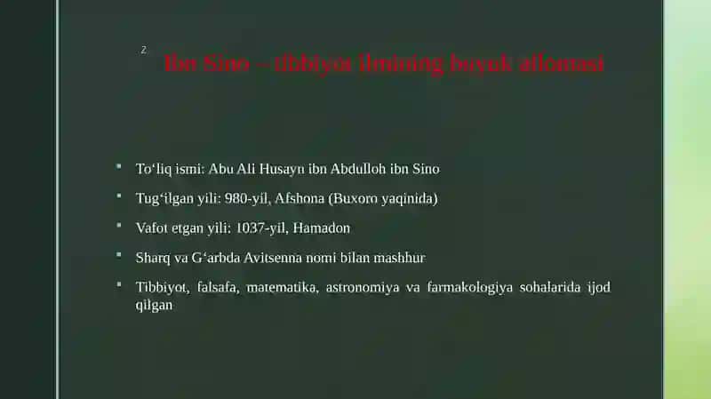 Ibn sinoning tibbiyot sohasidagi ilmiy merosi 3