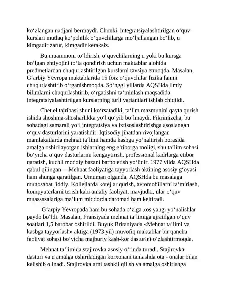 Komparativistik pedagogika. JAHON MAMLAKATLARI TA`LIM TIZIMINING INTEGRATSIYALASHUVI. 3